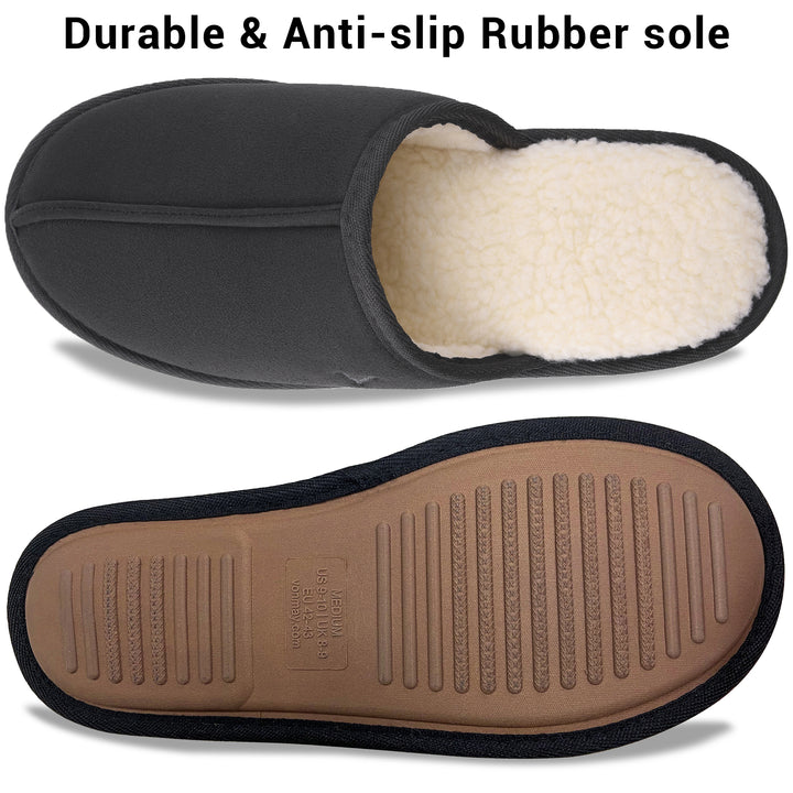 Mens Suede Closed Toe Scuff Slipper Comfy Memory Foam Clog Lightweight Warm House Bedroom Shoes Image 12