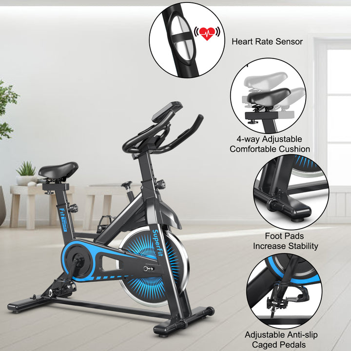 SuperFit Indoor Cycling Stationary Bike Belt Drive Adjustable Resistance Image 4