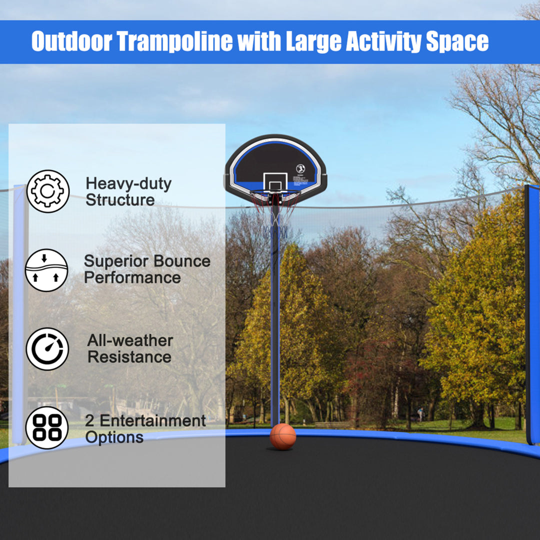 Gymax 12/14/15/16ft Trampoline w/ Safety Enclosure Net Ladder Basketball Hoop Image 6