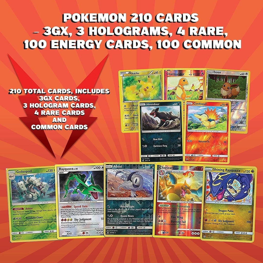 Pokemon Trading Cards 210ct Assorted 3 GX 3 Hologram 4 Rare Collectible Pack Mighty Mojo Image 2