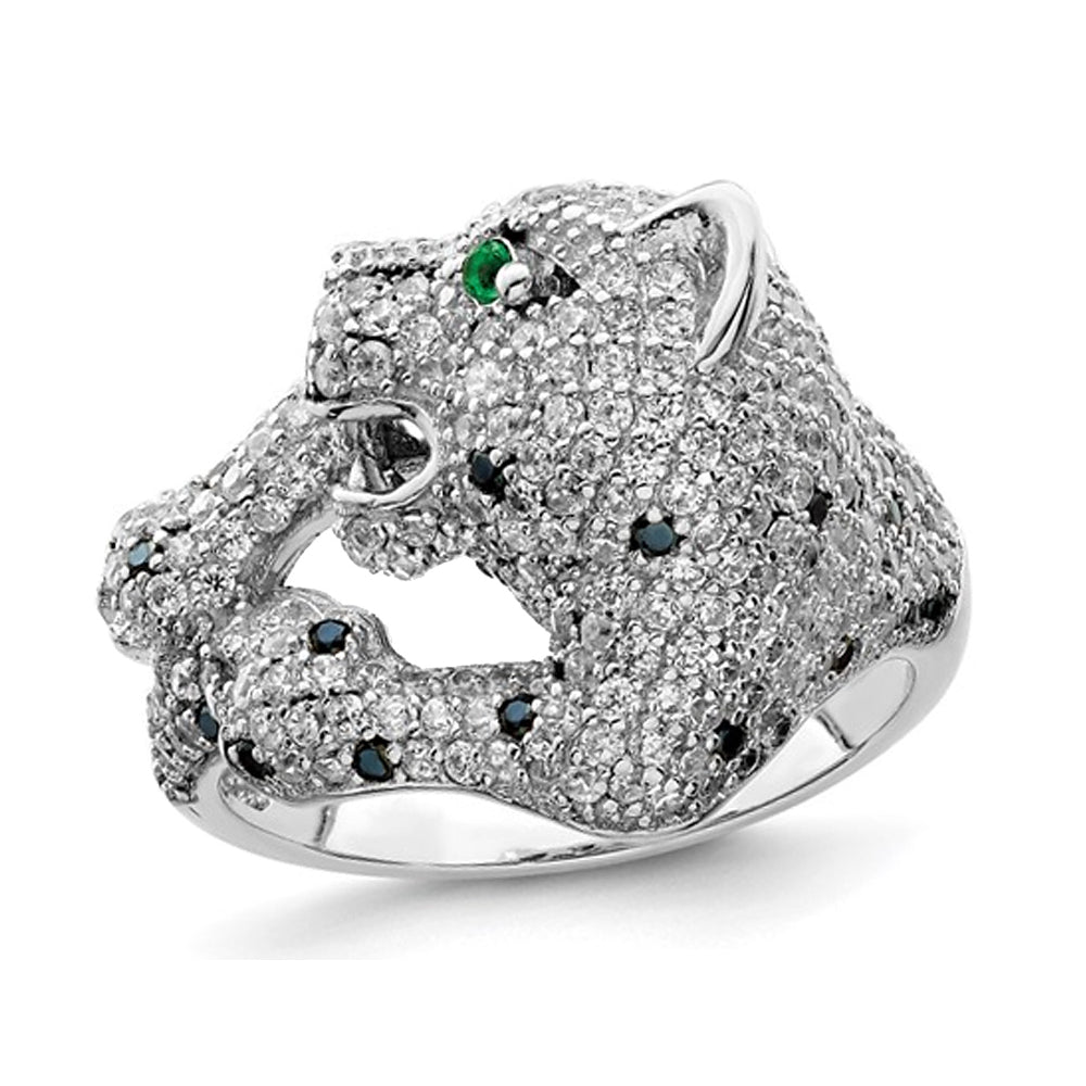 Sterling Silver Polished CZ Cheetah Ring Image 1