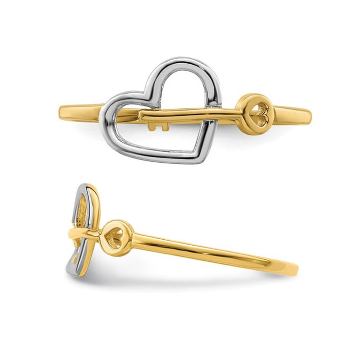 14K Yellow Gold Key and Heart Ring Image 3