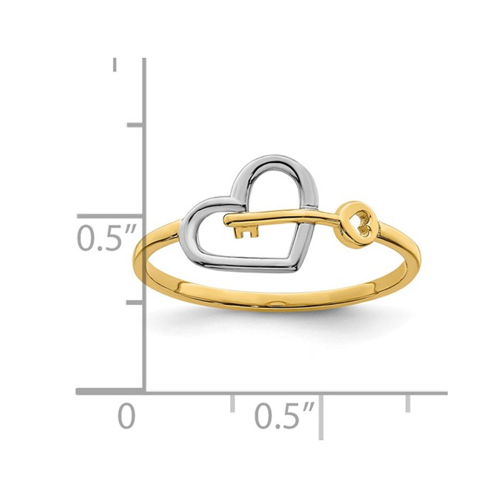 14K Yellow Gold Key and Heart Ring Image 4