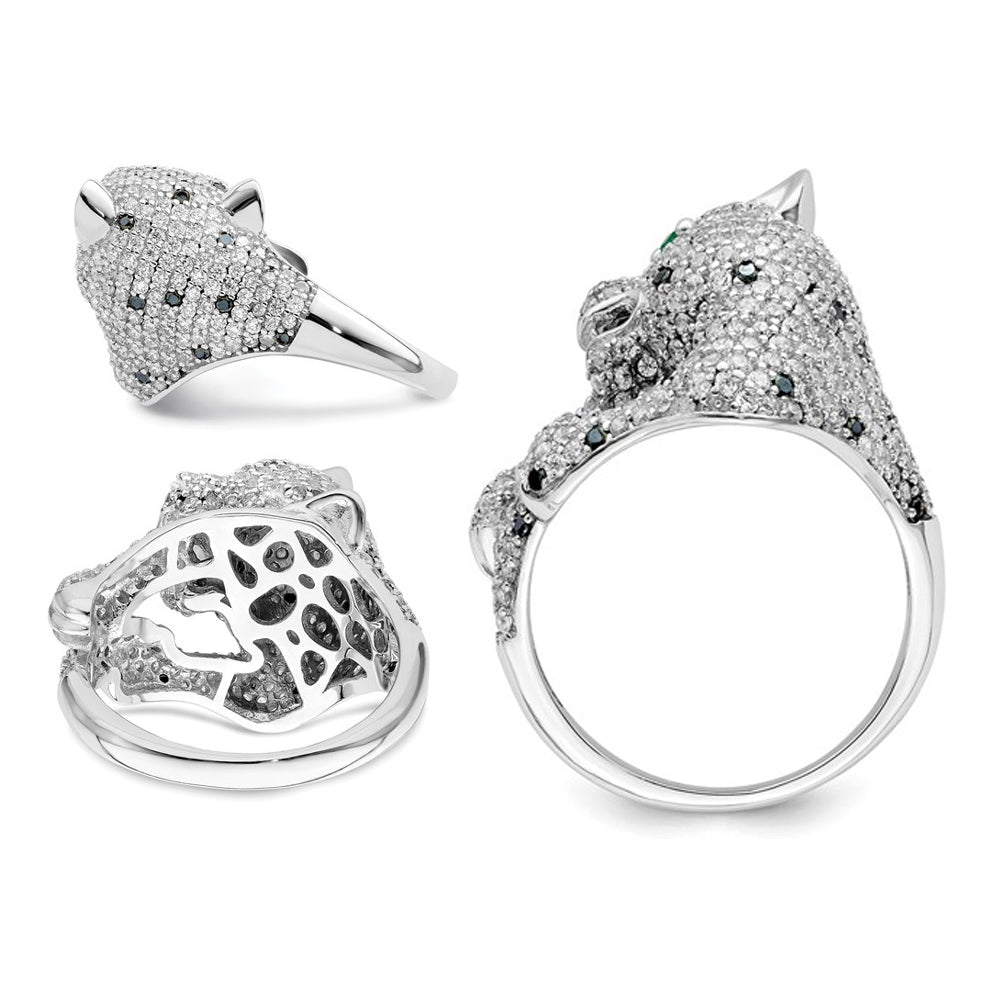 Sterling Silver Polished CZ Cheetah Ring Image 4