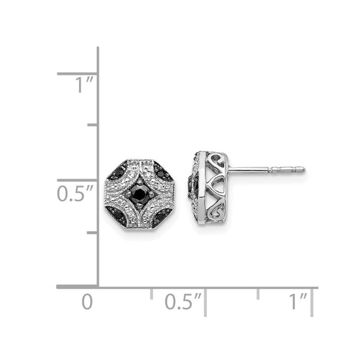 1/4 Carat (ctw) Black and White Diamond Stud Earrings in Sterling Silver Image 3