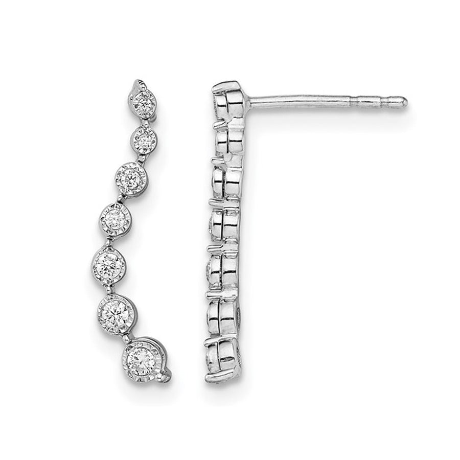 1/7 Carat (ctw) Diamond Journey Earrings in 14K White Gold Image 1