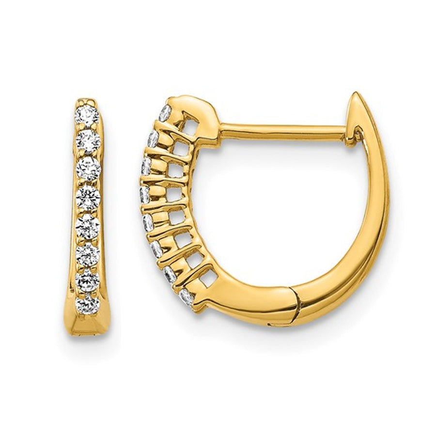 1/7 Carat (ctw) Diamond Hoop Earrings in 14K Yellow Gold Image 1