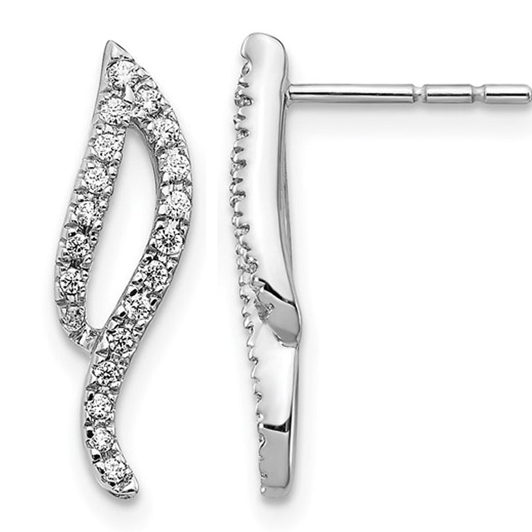 1/5 Carat (ctw) Diamond Wave Earrings in 14K White Gold Image 1