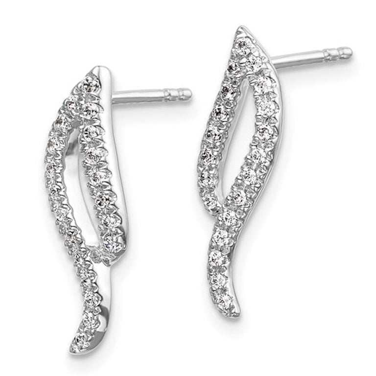 1/5 Carat (ctw) Diamond Wave Earrings in 14K White Gold Image 3