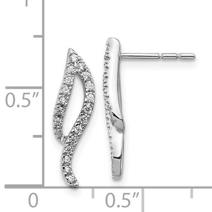 1/5 Carat (ctw) Diamond Wave Earrings in 14K White Gold Image 4
