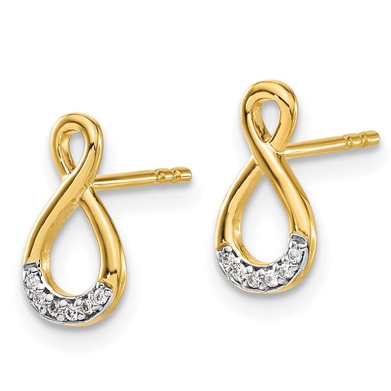 14K Yellow Gold Infinity Drop Earrings with Diamond Accent Image 2