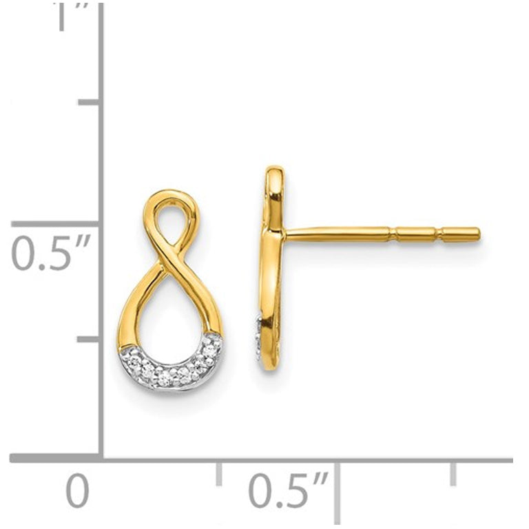 14K Yellow Gold Infinity Drop Earrings with Diamond Accent Image 3