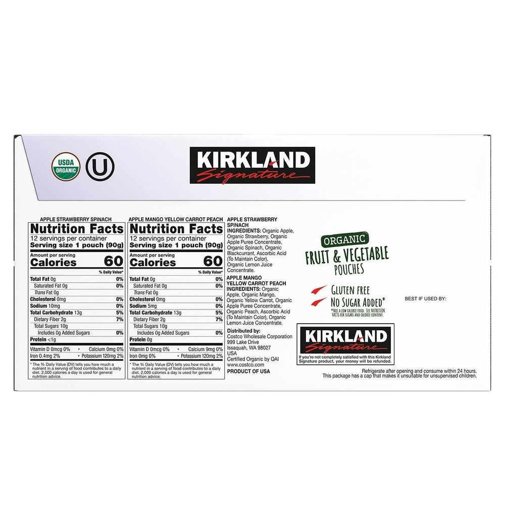 Kirkland Signature Organic Fruit and Vegetable Pouch Variety Pack (24 Count) Image 2