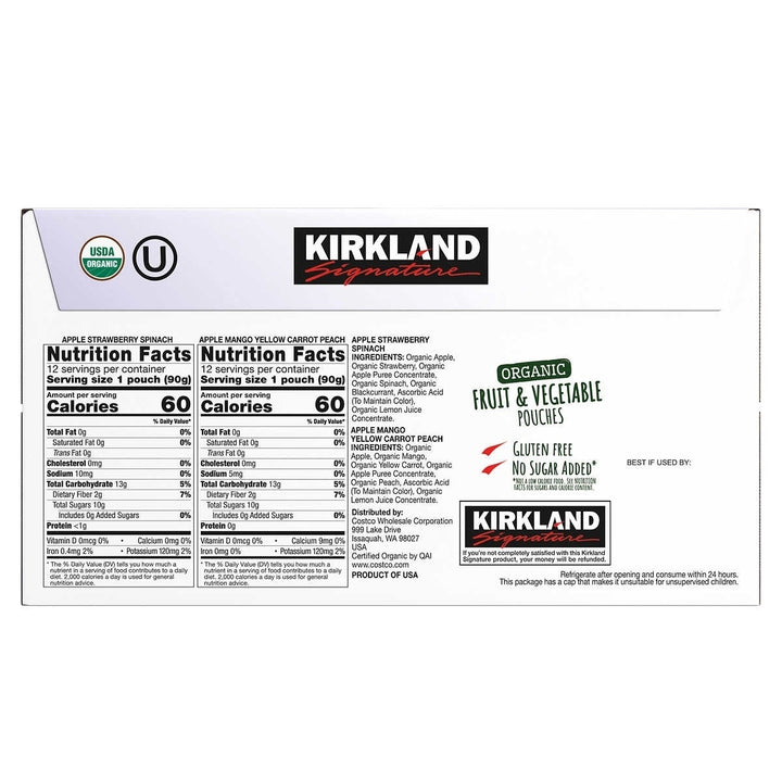 Kirkland Signature Organic Fruit and Vegetable Pouch Variety Pack (24 Count) Image 2