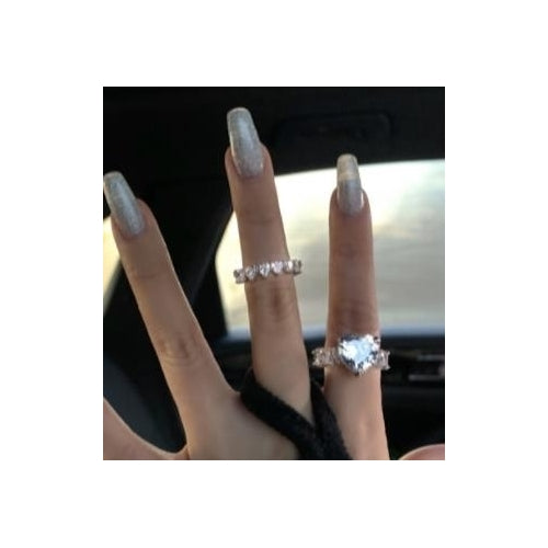 Love ring female light luxury minority design ring high sense simple opening two-piece ring set Image 1