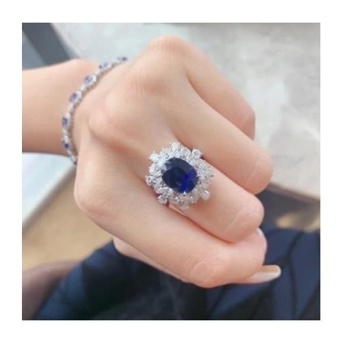 Advanced sapphire ring female opening inlaid with diamond ring Image 1