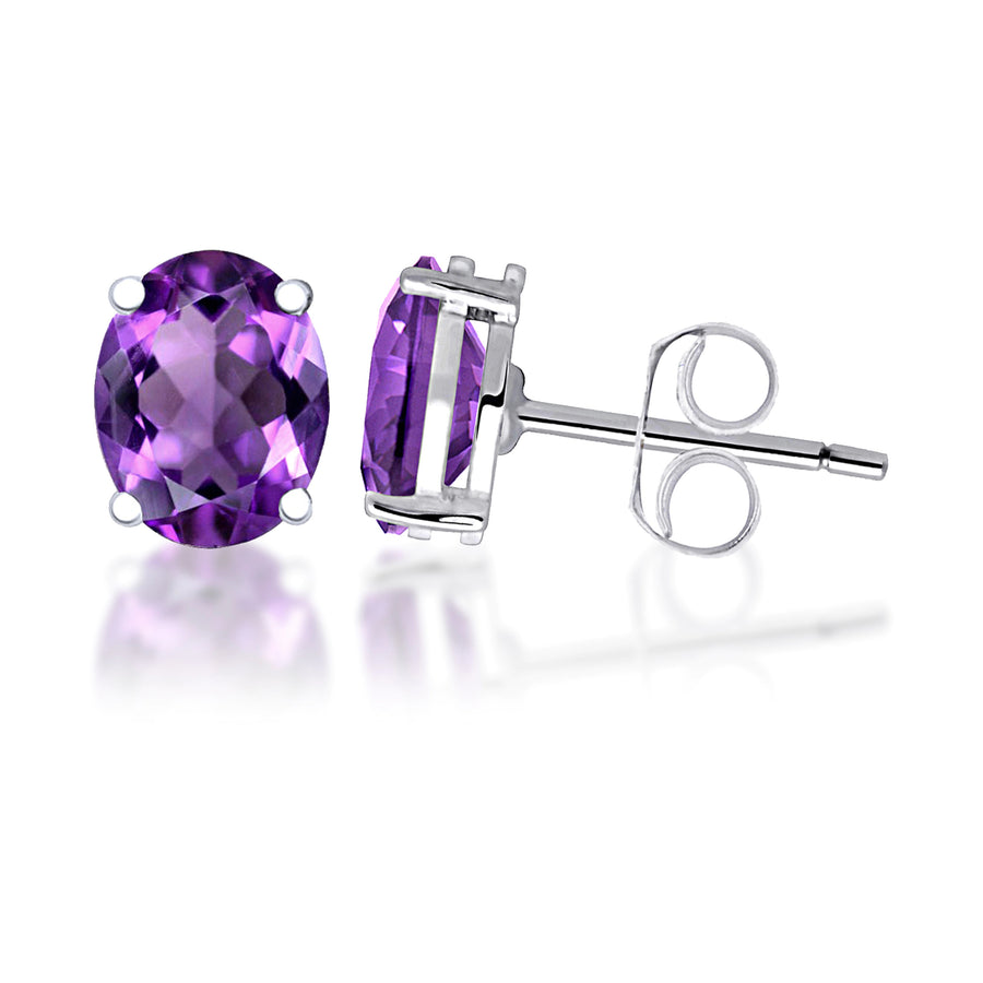 Sterling Silver CZ Oval Earring Studs Clear Mystic Purple CZ Studs Love Image 1