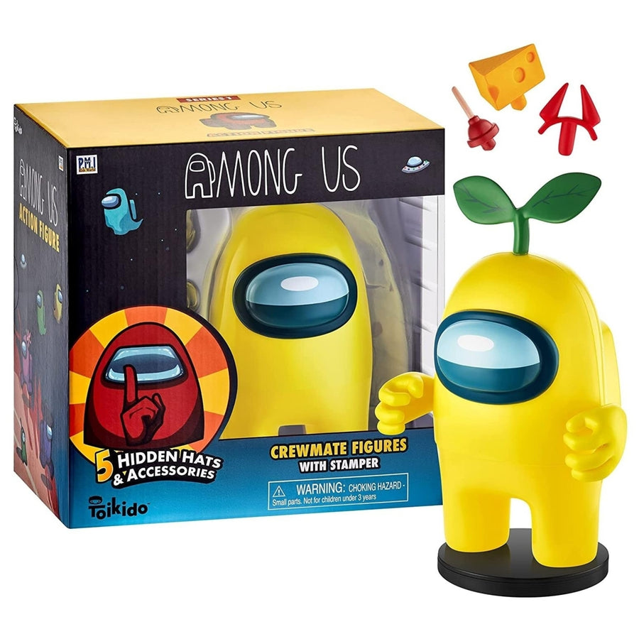 Among Us Stamper Yellow Crewmate Plant Hat 7" Video Game Character Figure PMI International Image 1