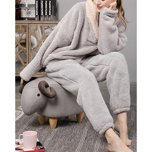 Flannel Pyjama Pants Set Thickened Home Wear Image 1