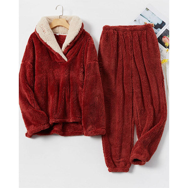 Flannel Pyjama Pants Set Thickened Home Wear Image 9