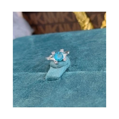 1 carat sea blue treasure ring eight heart eight arrow high lift diamond ring open ring Image 2