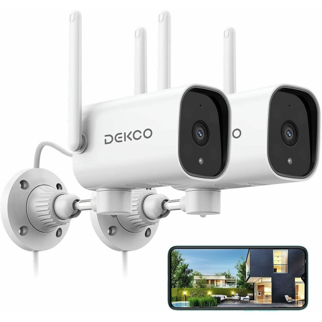 DECKO Security Cameras Outdoor 1080p Pan Rotating 180 WiFi Camera for Home 2 Pk Image 1