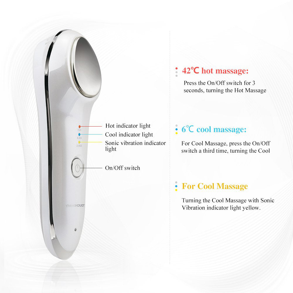 TOUCHBeauty Hot and Cold Facial Massager Handheld Sonic Vibration Skin Image 2