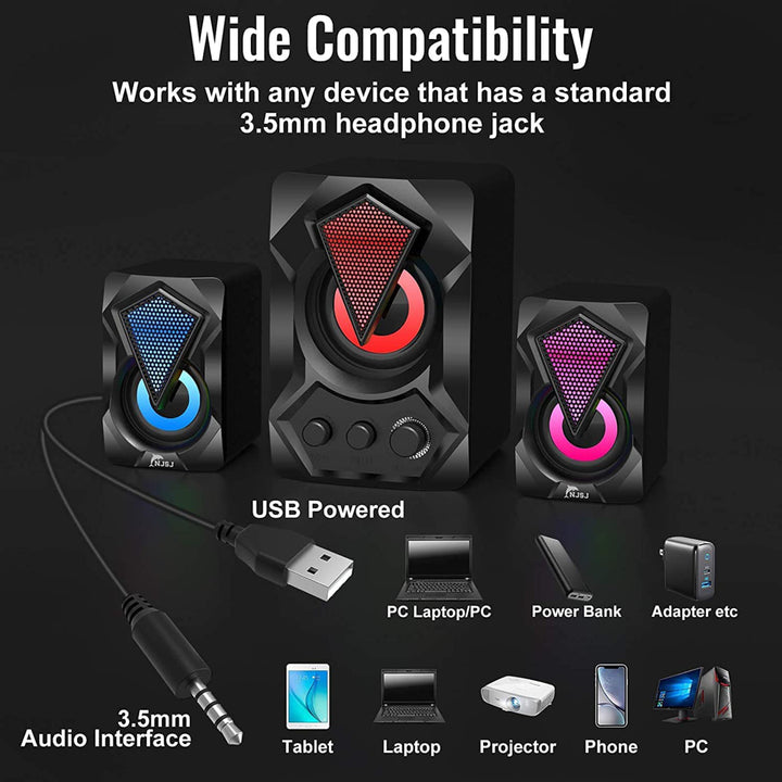 Computer Speaker with Subwoofer USB-Powered 2.1 Mini Multimedia Image 2