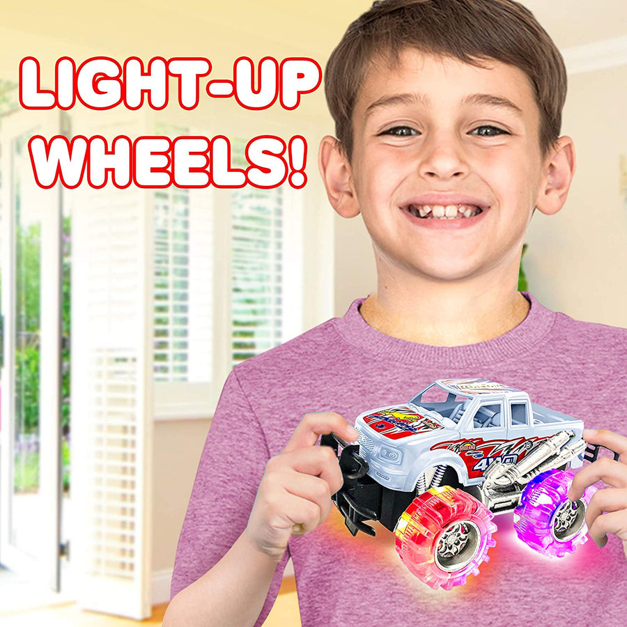 ArtCreativity Pink Green Orange and White Light Up Monster Truck Set for Kids Image 1