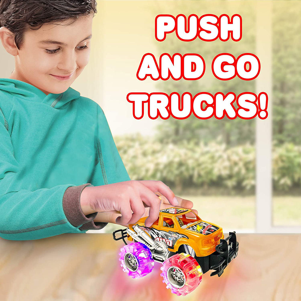 ArtCreativity Pink Green Orange and White Light Up Monster Truck Set for Kids Image 2