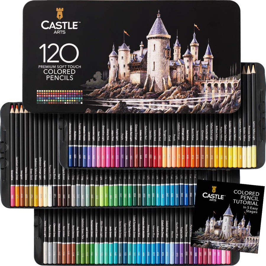 Castle Art Supplies 120 Colored Pencils Set Quality Soft Core Colored Leads Condition: Image 1