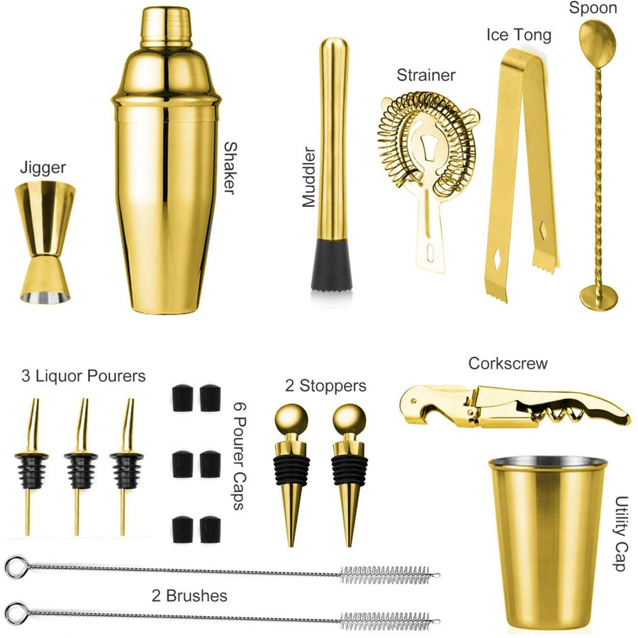 Soing Gold 24-Piece Cocktail Shaker Set Perfect Home Bartending Kit Image 1