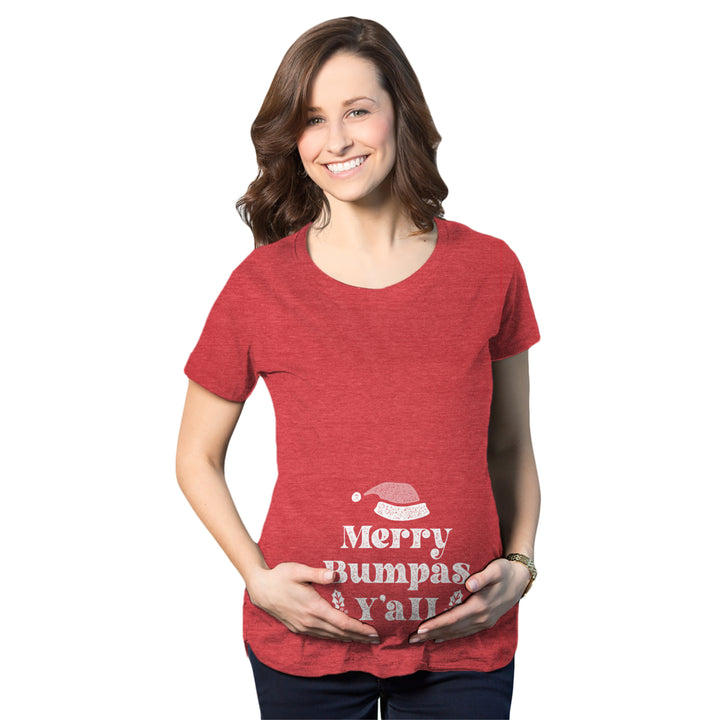 Maternity Merry Bumpas Yall Pregnancy Tshirt Funny Christmas Party Baby Announcement Tee Image 1