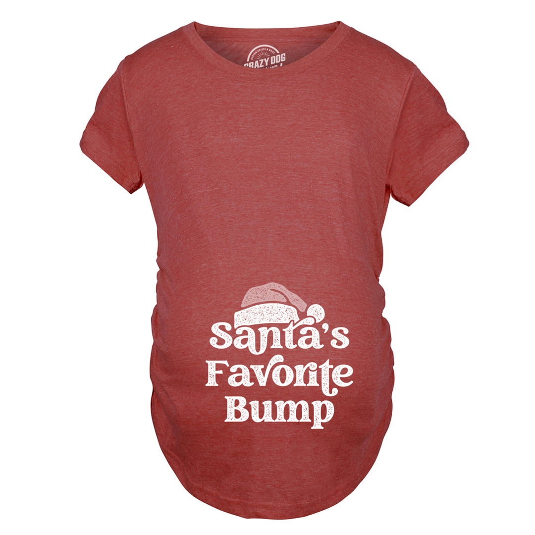 Maternity Santas Favorite Bump Pregnancy Tshirt Funny Christmas Party Baby Announcement Tee Image 4