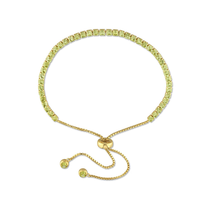 3.25 Carat (ctw) Peridot Bolo Bracelet in Yellow Plated Sterling Silver (10 Inches) Image 1