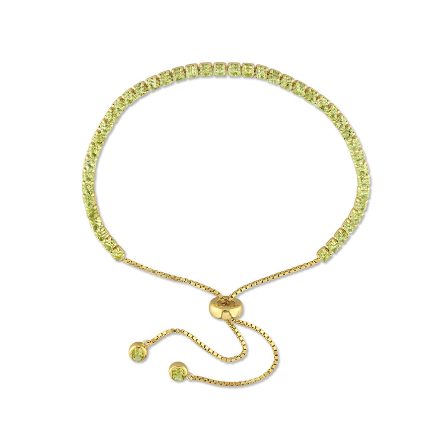 3.25 Carat (ctw) Peridot Bolo Bracelet in Yellow Plated Sterling Silver (10 Inches) Image 1