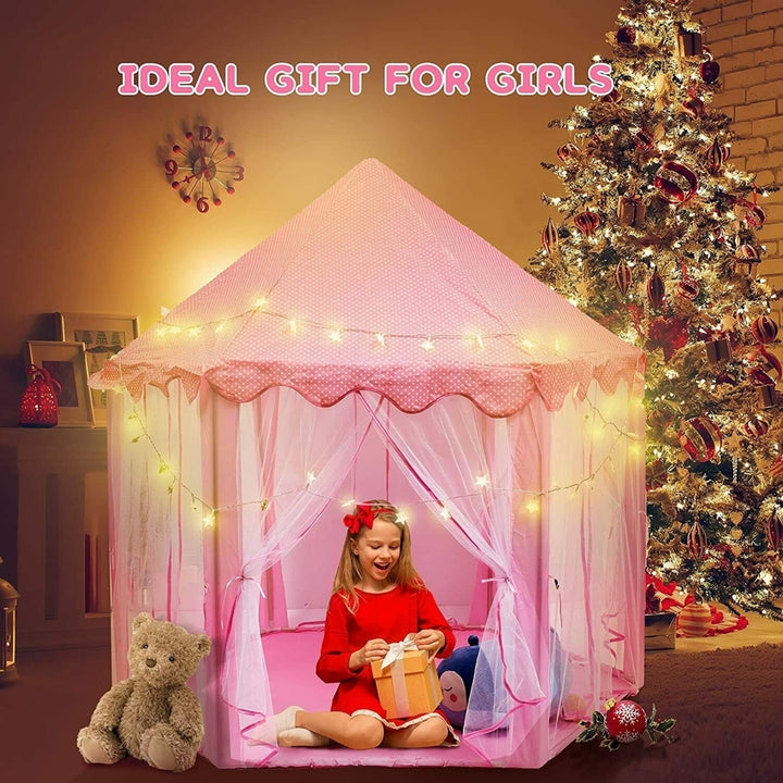 Kids Princess Play Tent In/Outdoor Fun Toy Girls Fairy Castle House w/LED Light Image 1