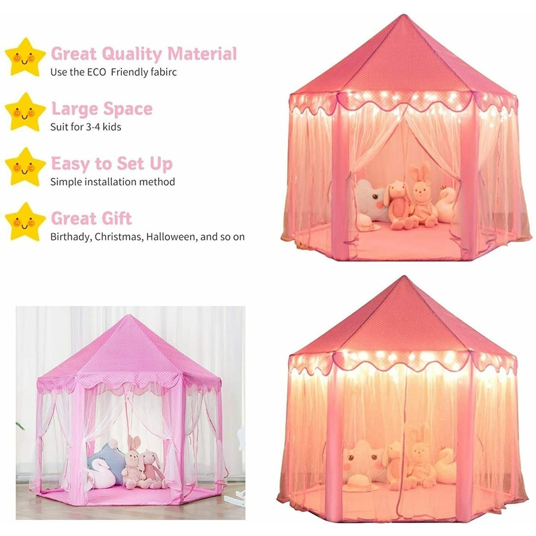 Kids Princess Play Tent In/Outdoor Fun Toy Girls Fairy Castle House w/LED Light Image 3