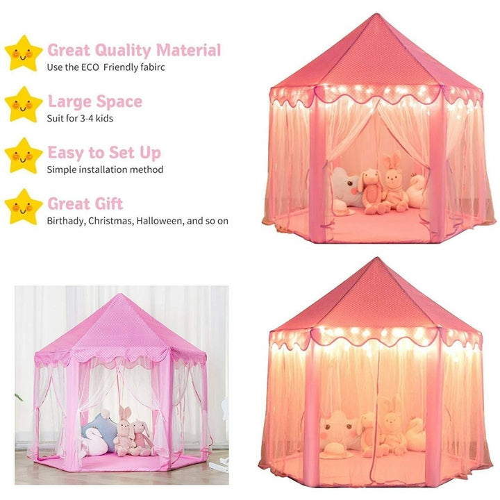 Kids Princess Play Tent In/Outdoor Fun Toy Girls Fairy Castle House w/LED Light Image 3