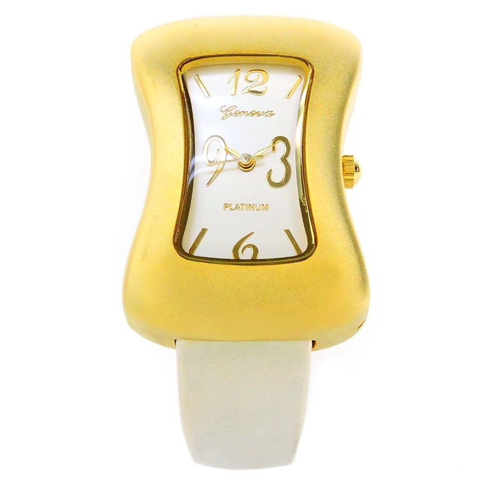 2Tone Melting Shape Case Small Size Womens Bangle Cuff Watch Image 3