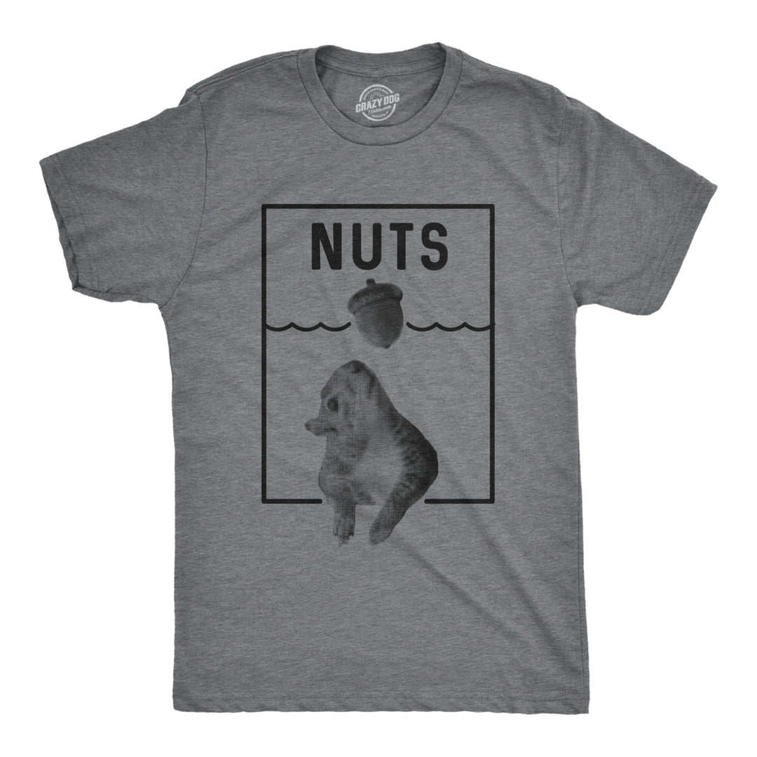 Mens Nuts Jaws Squirrel Parody Tshirt Funny Novelty Shark Movie Graphic Tee For Guys Image 1