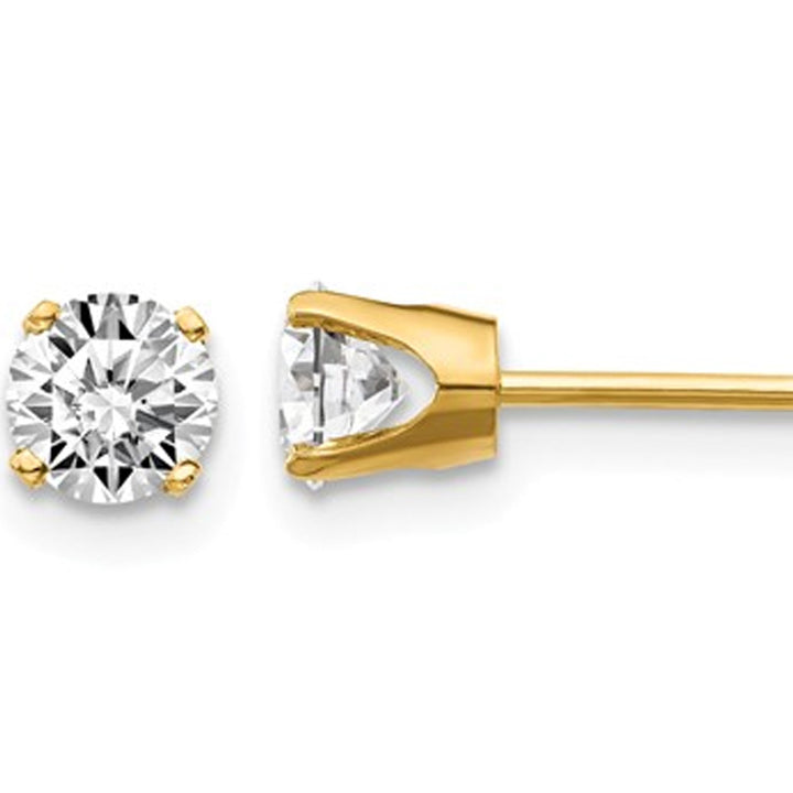 7/10 Carat (ctw I2K-L) Diamond Solitaire Stud Earrings in 14K Yellow Gold Image 1