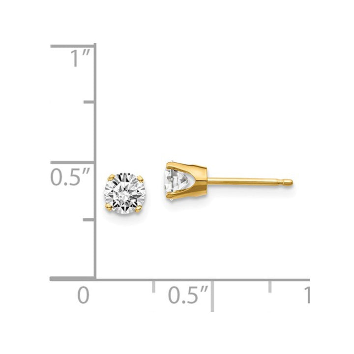 7/10 Carat (ctw I2K-L) Diamond Solitaire Stud Earrings in 14K Yellow Gold Image 2