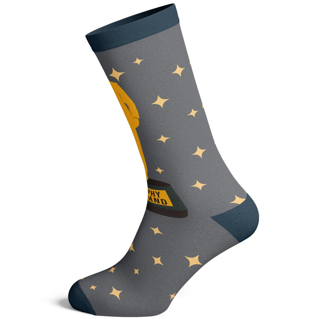 Mens Trophy Husband Socks Funny Best Hubby Award Sparkling Gold Footwear Image 2