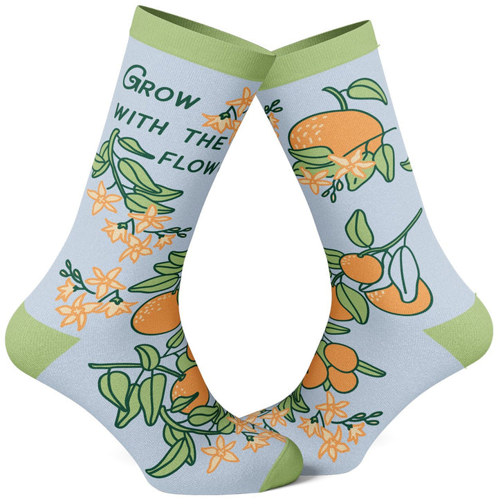 Womens Grow With The Flow Socks Cute Growing Fruit Flower Blossom Footwear Image 1