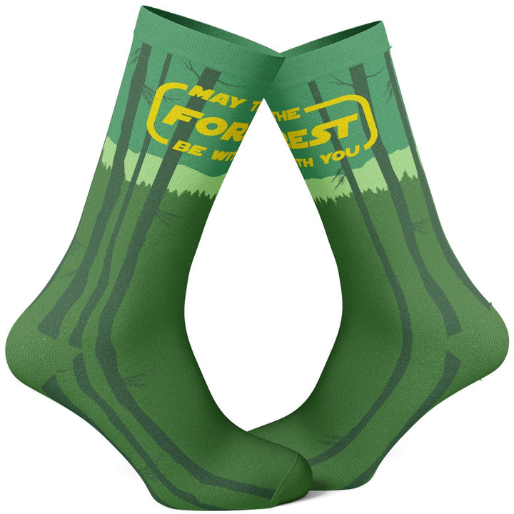 Mens May The Forest Be With You Socks Funny Camping Hiking Parody Footwear Image 1