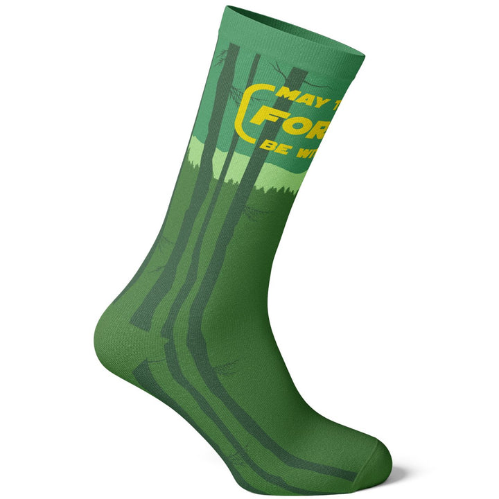 Mens May The Forest Be With You Socks Funny Camping Hiking Parody Footwear Image 4