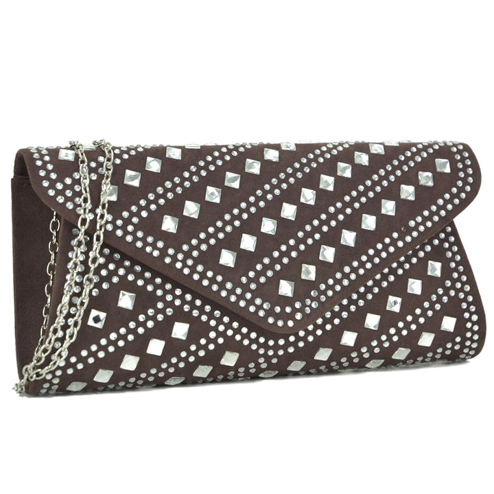 Rectangular Clutch Studded Rhinestone Evening Purse Dinner Bag Image 1