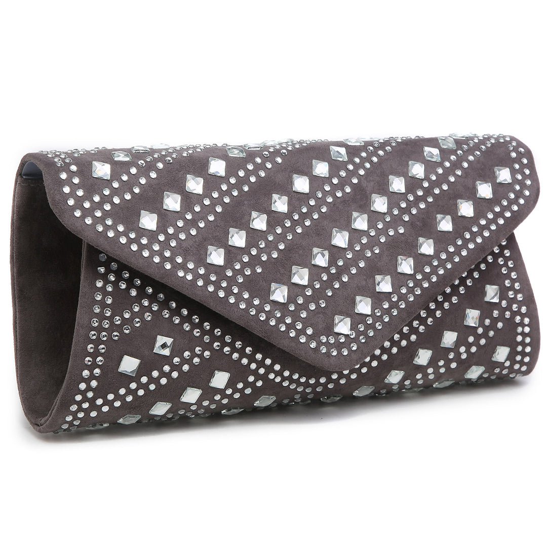 Rectangular Clutch Studded Rhinestone Evening Purse Dinner Bag Image 3