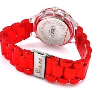 Red Neon 3D Geneva Oversized Womens Boyfriend Style Quartz Watch Image 4